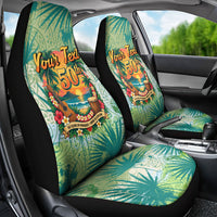 Personalized Polynesia 50th Birthday Car Seat Cover Vintage Hawaiian Floral Ukulele Tropical Sunset Art TS04 - Polynesian Pride