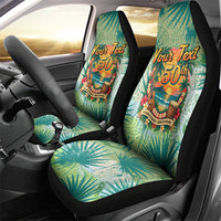 Personalized Polynesia 50th Birthday Car Seat Cover Vintage Hawaiian Floral Ukulele Tropical Sunset Art TS04 - Polynesian Pride