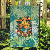 Personalized Polynesia 50th Birthday Garden Flag Vintage Hawaiian Floral Ukulele Tropical Sunset Art TS04 Garden Flag Green - Polynesian Pride