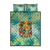 Personalized Polynesia 50th Birthday Quilt Bed Set Vintage Hawaiian Floral Ukulele Tropical Sunset Art TS04 - Polynesian Pride