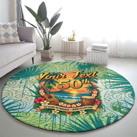 Personalized Polynesia 50th Birthday Round Carpet Vintage Hawaiian Floral Ukulele Tropical Sunset Art TS04 - Polynesian Pride