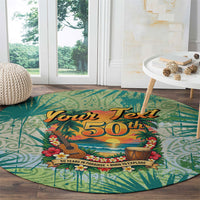 Personalized Polynesia 50th Birthday Round Carpet Vintage Hawaiian Floral Ukulele Tropical Sunset Art TS04 - Polynesian Pride