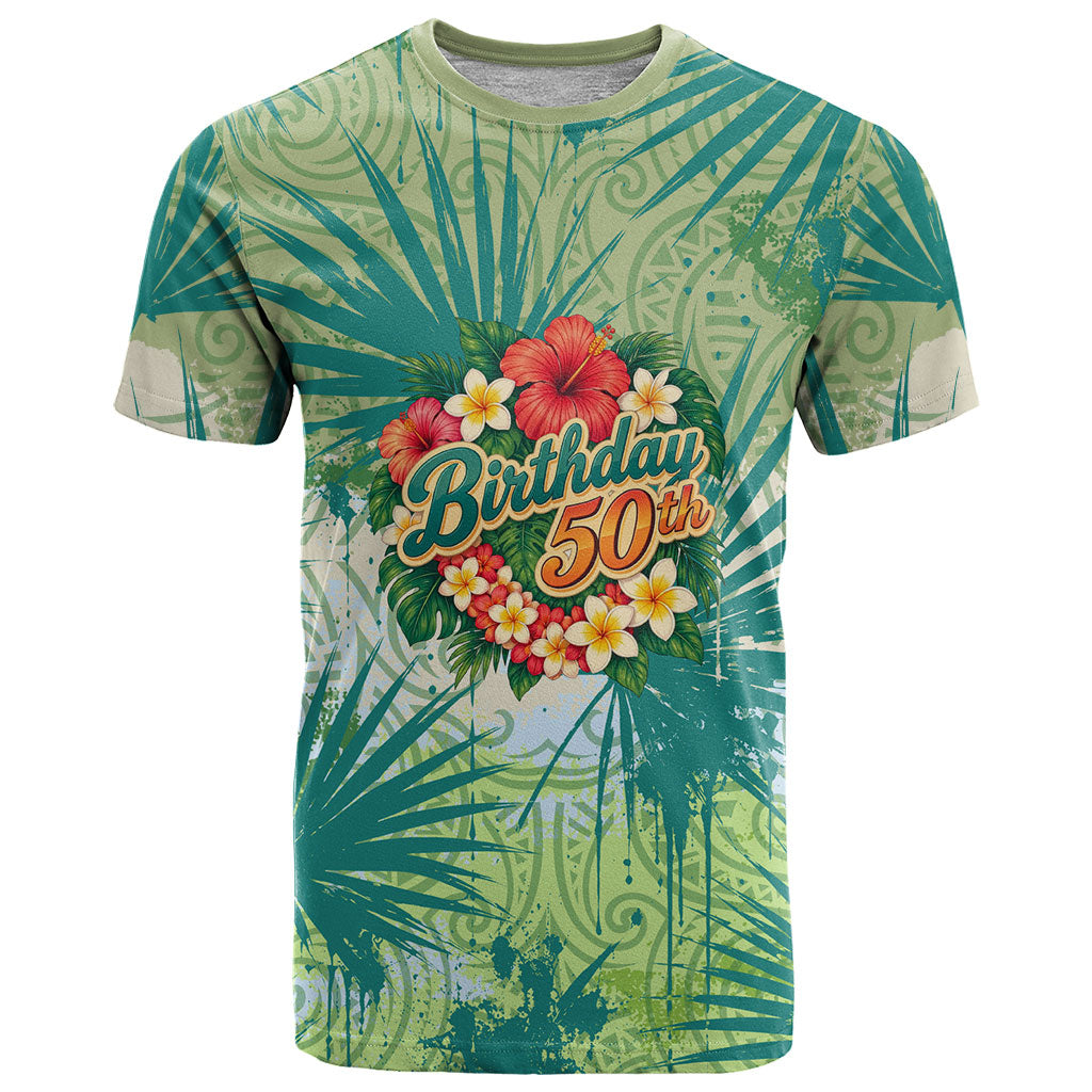 Personalized Polynesia 50th Birthday T Shirt Vintage Hawaiian Floral Ukulele Tropical Sunset Art TS04 Green - Polynesian Pride