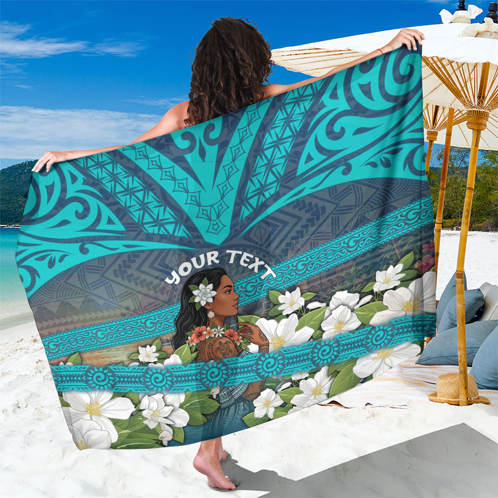 Personalized Polynesian Woman 50th Birthday Sarong Traditional Pacific Tribal Tattoo Floral Art TS04 One Size 44 x 66 inches Blue - Polynesian Pride
