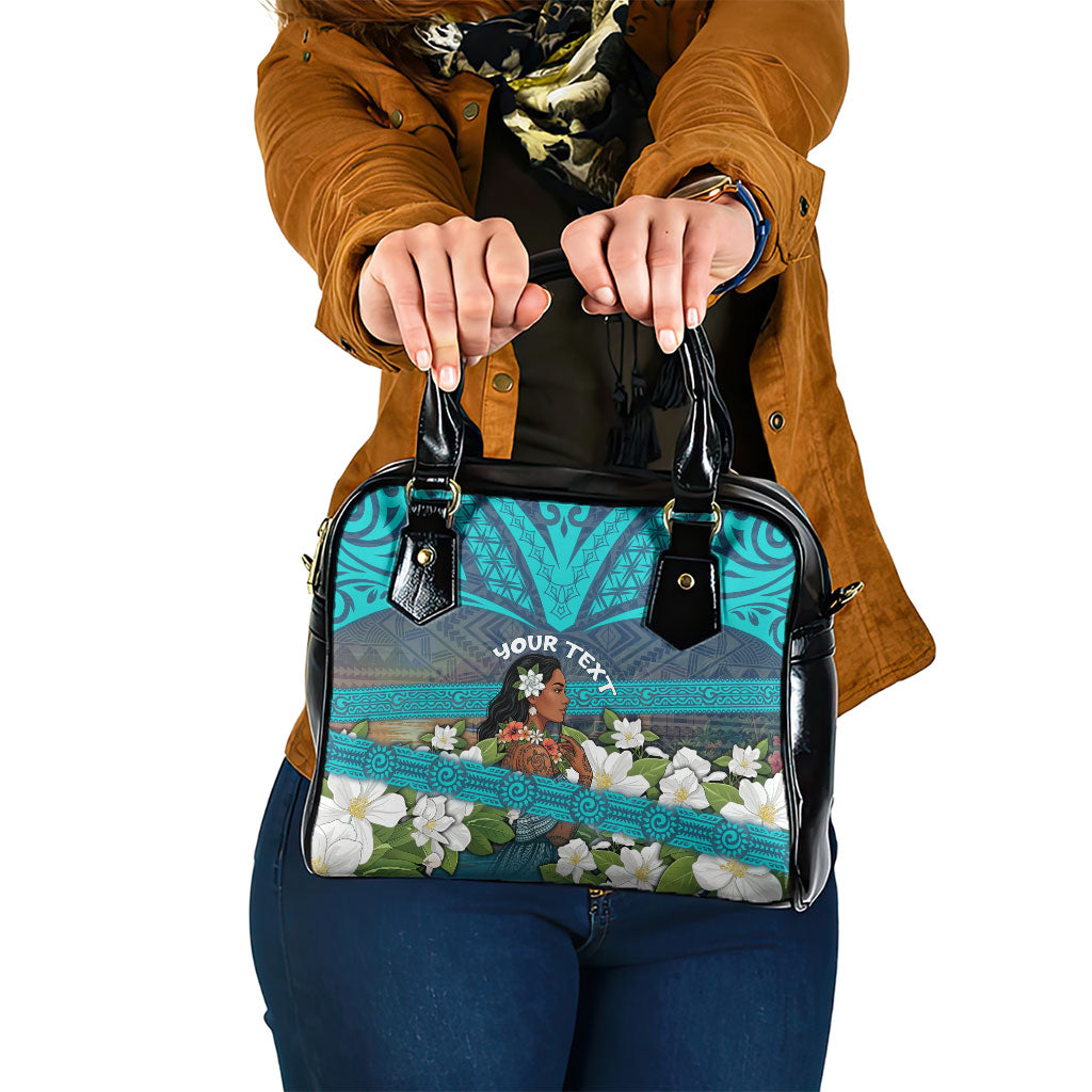 Personalized Polynesian Woman 50th Birthday Shoulder Handbag Traditional Pacific Tribal Tattoo Floral Art TS04 One Size Blue - Polynesian Pride