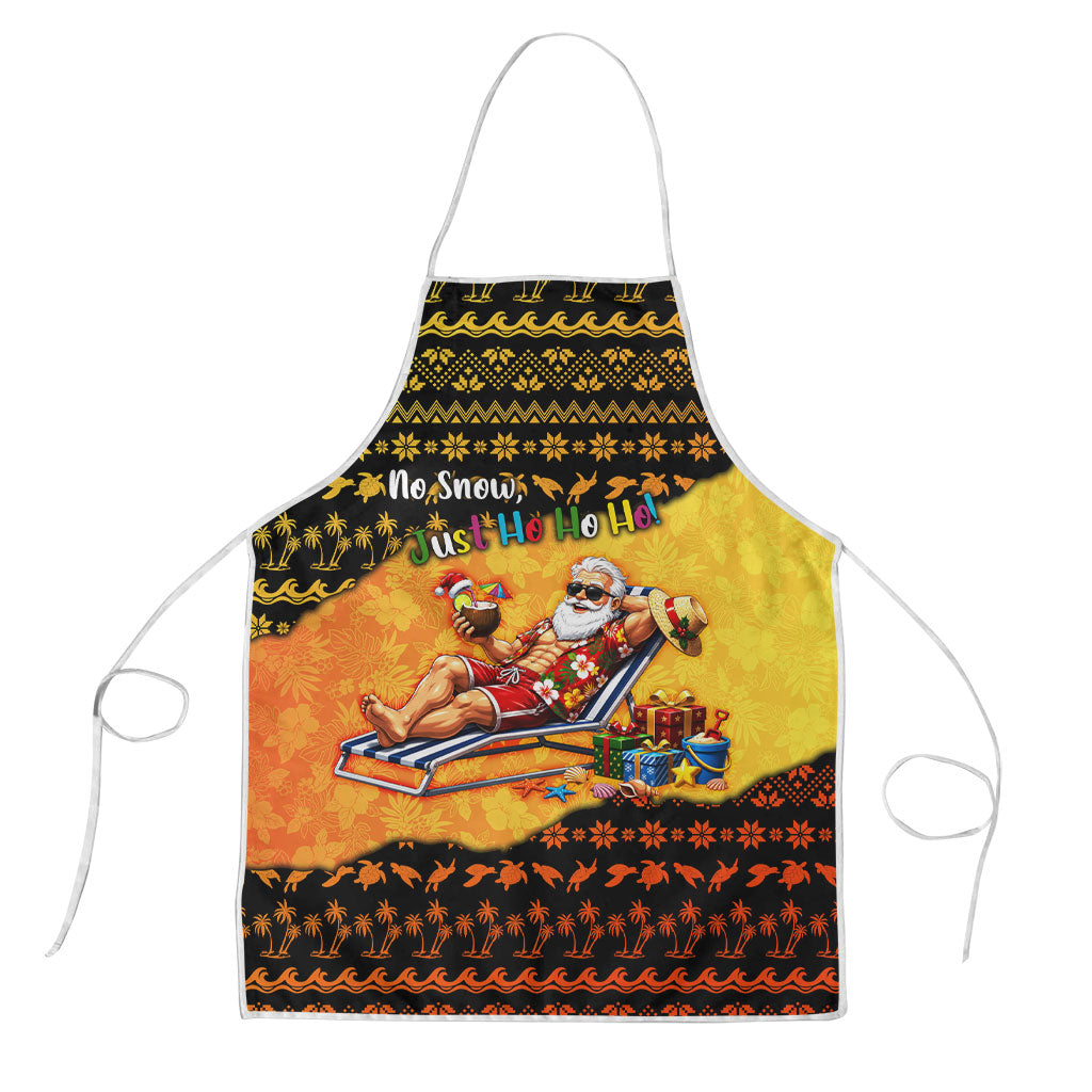 Tropical Christmas In July Santa Claus Apron Festive Hawaiian With Beach Reindeer Sleigh