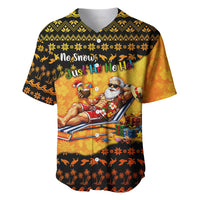 Tropical Christmas In July Santa Claus Baseball Jersey Festive Hawaiian With Beach Reindeer Sleigh