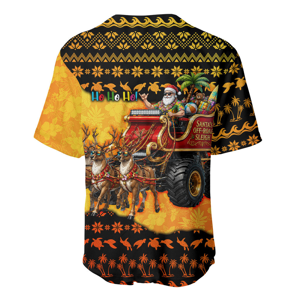 Tropical Christmas In July Santa Claus Baseball Jersey Festive Hawaiian With Beach Reindeer Sleigh