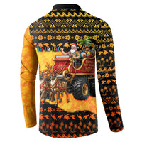 Tropical Christmas In July Santa Claus Button Sweatshirt Festive Hawaiian With Beach Reindeer Sleigh