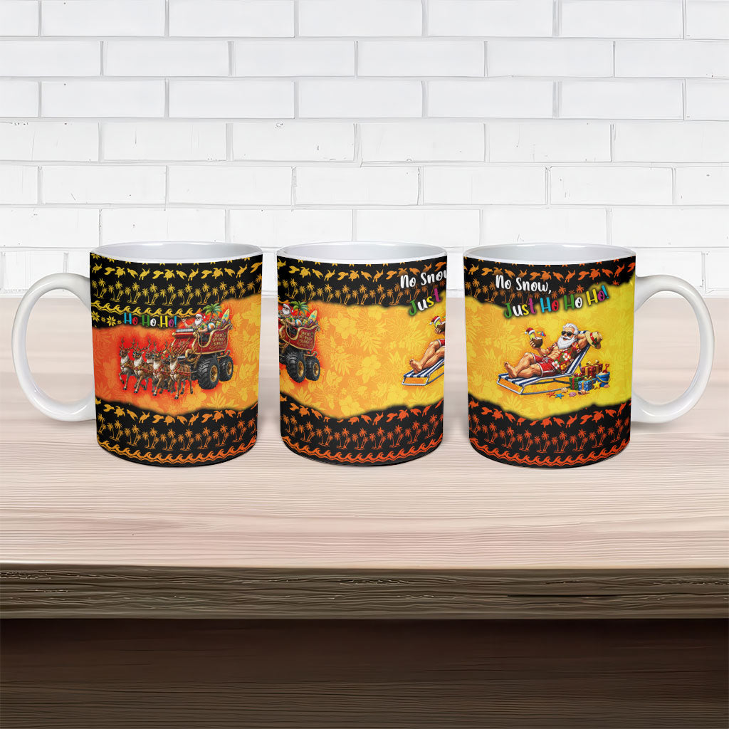 Tropical Christmas In July Santa Claus Ceramic Mug Festive Hawaiian With Beach Reindeer Sleigh TS04 - Polynesian Pride
