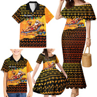 Tropical Christmas In July Santa Claus Family Matching Mermaid Dress and Hawaiian Shirt Festive Hawaiian With Beach Reindeer Sleigh TS04 - Polynesian Pride