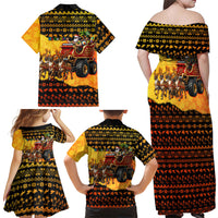 Tropical Christmas In July Santa Claus Family Matching Off Shoulder Maxi Dress and Hawaiian Shirt Festive Hawaiian With Beach Reindeer Sleigh TS04 - Polynesian Pride