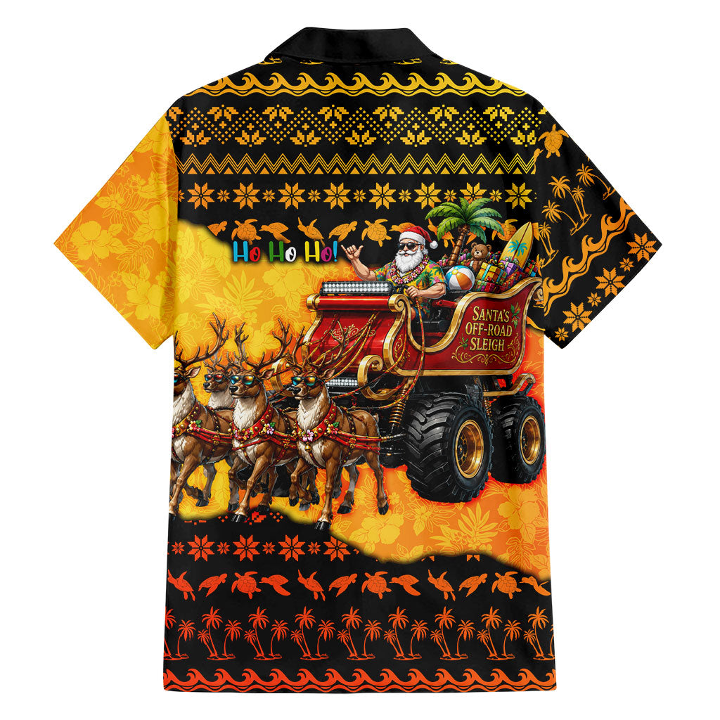 Tropical Christmas In July Santa Claus Family Matching Off Shoulder Maxi Dress and Hawaiian Shirt Festive Hawaiian With Beach Reindeer Sleigh TS04 - Polynesian Pride
