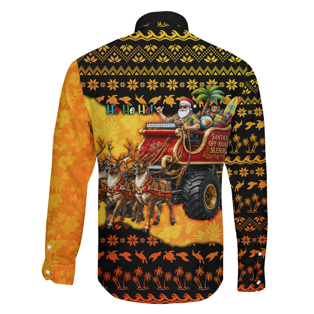 Tropical Christmas In July Santa Claus Family Matching Off Shoulder Maxi Dress and Hawaiian Shirt Festive Hawaiian With Beach Reindeer Sleigh TS04 - Polynesian Pride