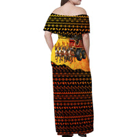 Tropical Christmas In July Santa Claus Family Matching Off Shoulder Maxi Dress and Hawaiian Shirt Festive Hawaiian With Beach Reindeer Sleigh TS04 - Polynesian Pride