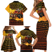 Tropical Christmas In July Santa Claus Family Matching Short Sleeve Bodycon Dress and Hawaiian Shirt Festive Hawaiian With Beach Reindeer Sleigh TS04 - Polynesian Pride