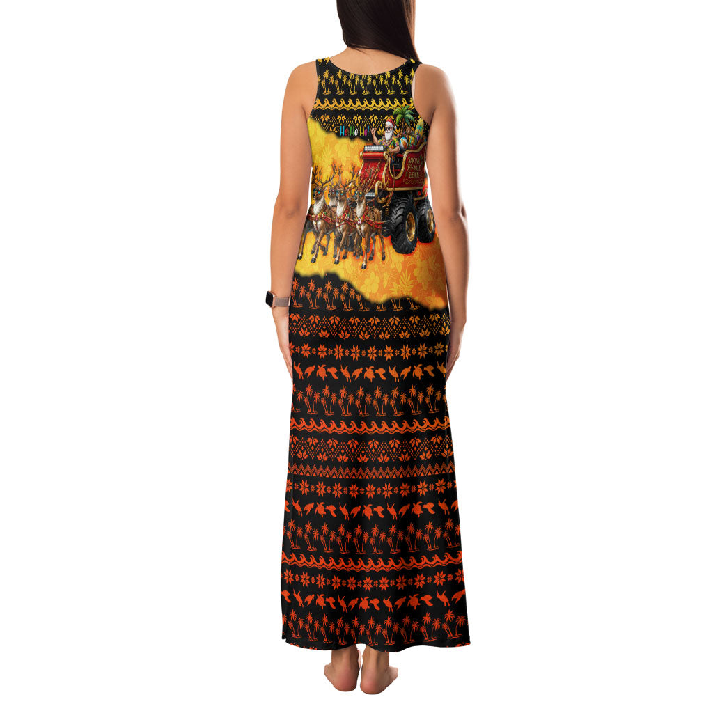 Tropical Christmas In July Santa Claus Family Matching Tank Maxi Dress and Hawaiian Shirt Festive Hawaiian With Beach Reindeer Sleigh TS04 - Polynesian Pride