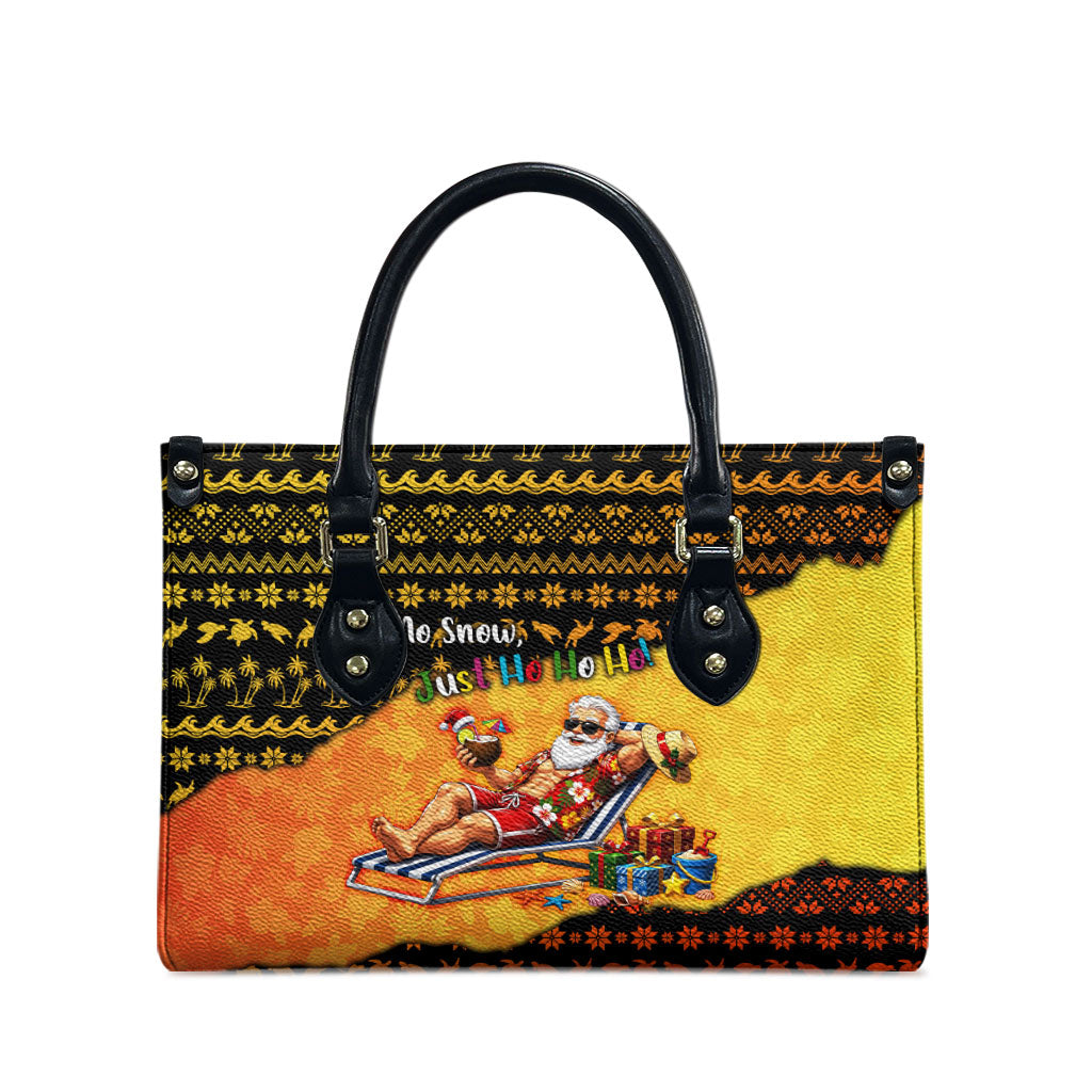 Tropical Christmas In July Santa Claus Leather Bag Festive Hawaiian With Beach Reindeer Sleigh