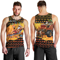 Tropical Christmas In July Santa Claus Men Tank Top Festive Hawaiian With Beach Reindeer Sleigh
