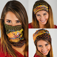 Tropical Christmas In July Santa Claus Neck Gaiter Festive Hawaiian With Beach Reindeer Sleigh