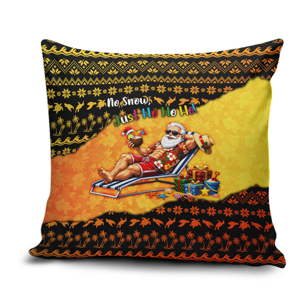 Tropical Christmas In July Santa Claus Pillow Cover Festive Hawaiian With Beach Reindeer Sleigh
