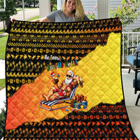 Tropical Christmas In July Santa Claus Quilt Festive Hawaiian With Beach Reindeer Sleigh TS04 Orange Black - Polynesian Pride