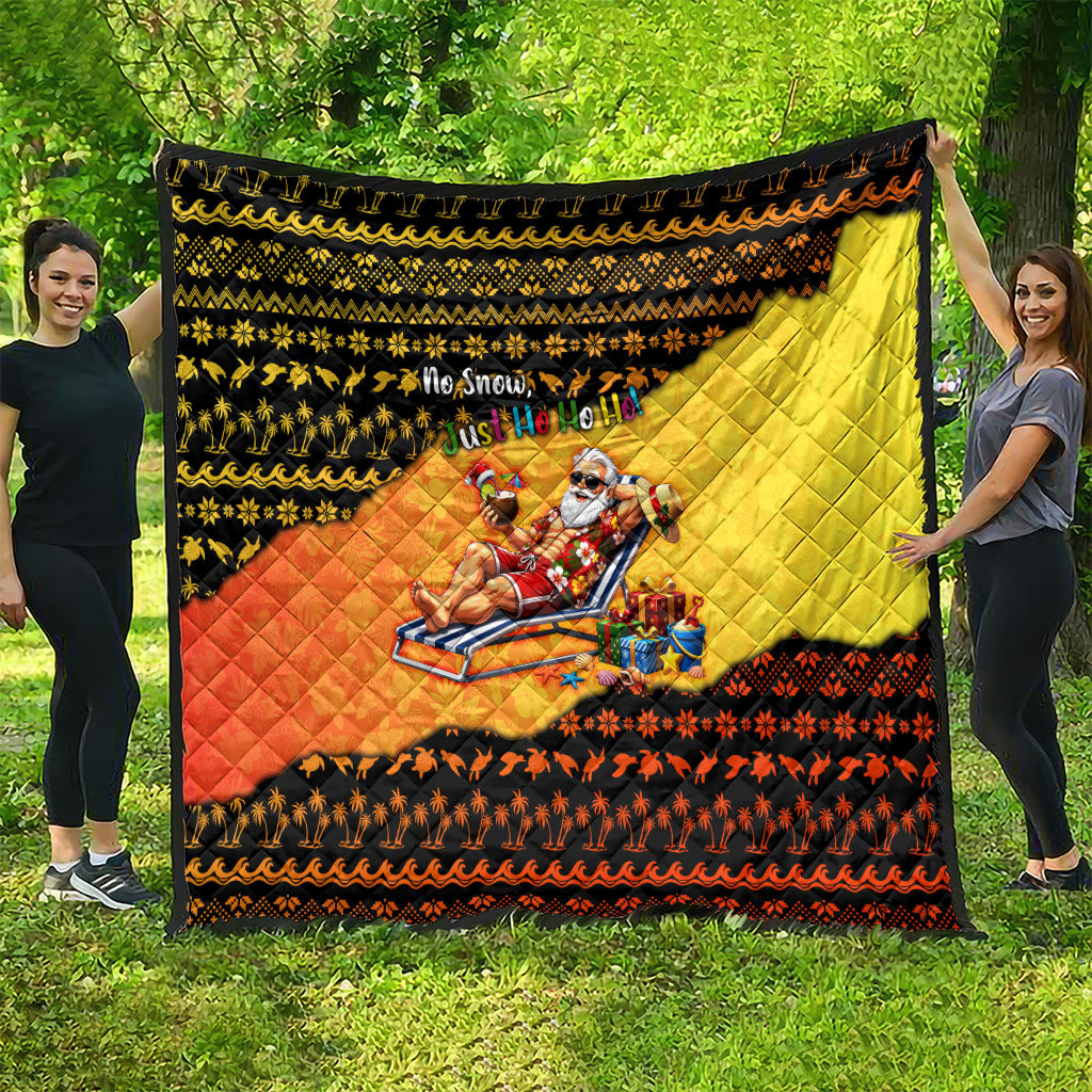 Tropical Christmas In July Santa Claus Quilt Festive Hawaiian With Beach Reindeer Sleigh TS04 - Polynesian Pride