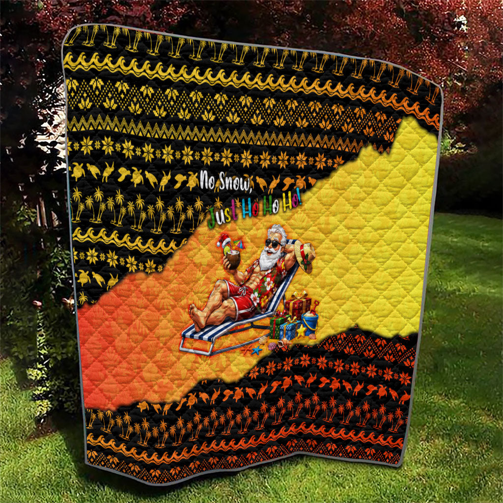 Tropical Christmas In July Santa Claus Quilt Festive Hawaiian With Beach Reindeer Sleigh TS04 - Polynesian Pride