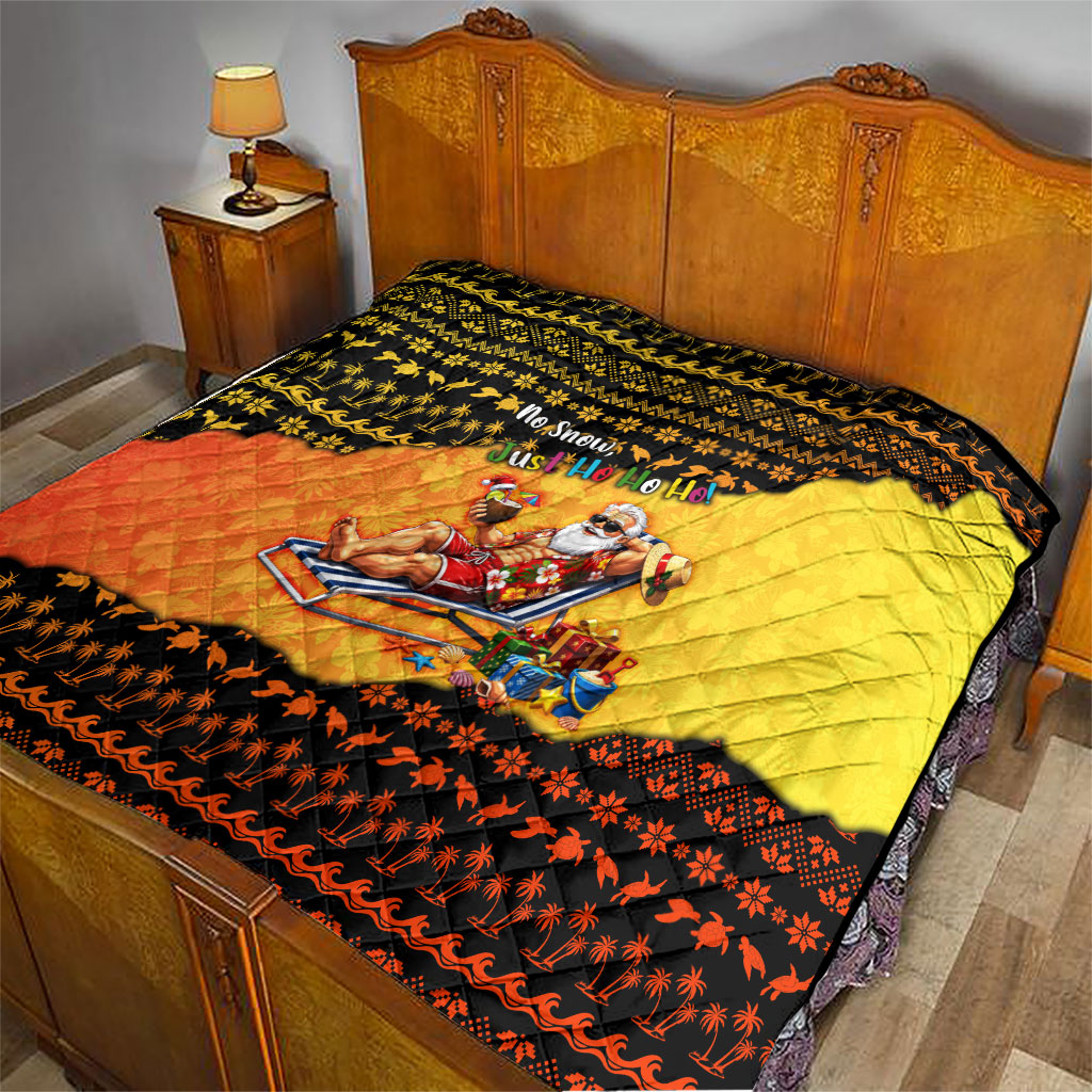 Tropical Christmas In July Santa Claus Quilt Festive Hawaiian With Beach Reindeer Sleigh TS04 - Polynesian Pride