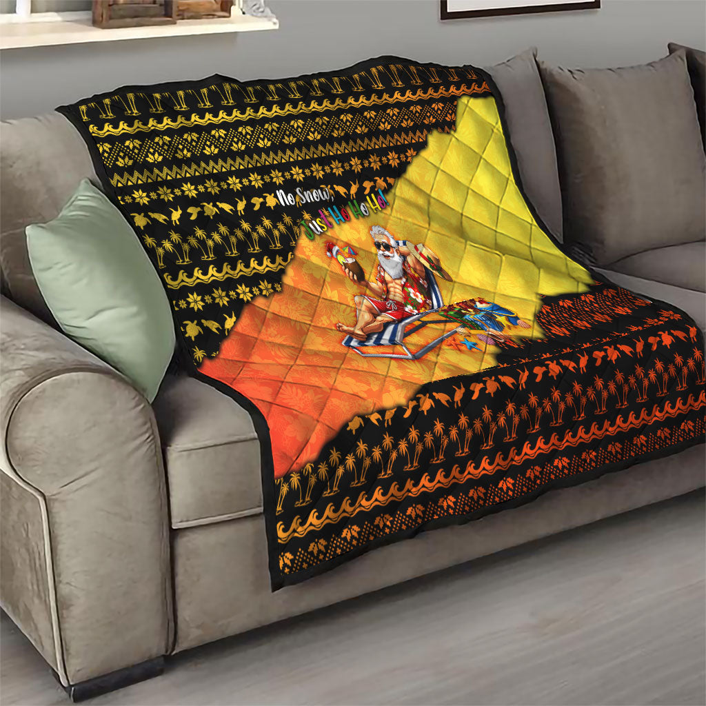 Tropical Christmas In July Santa Claus Quilt Festive Hawaiian With Beach Reindeer Sleigh TS04 - Polynesian Pride