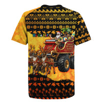 Tropical Christmas In July Santa Claus Rugby Jersey Festive Hawaiian With Beach Reindeer Sleigh