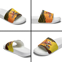 Tropical Christmas In July Santa Claus Slide Sandals Festive Hawaiian With Beach Reindeer Sleigh