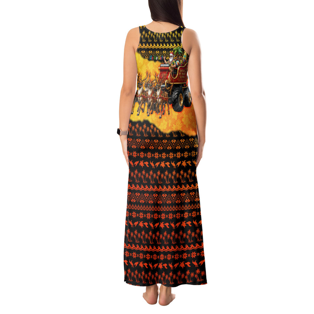 Tropical Christmas In July Santa Claus Tank Maxi Dress Festive Hawaiian With Beach Reindeer Sleigh