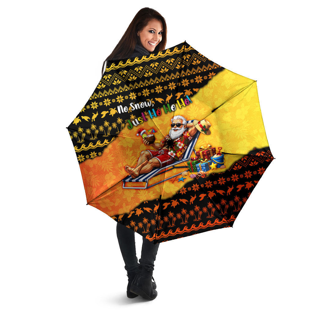 Tropical Christmas In July Santa Claus Umbrella Festive Hawaiian With Beach Reindeer Sleigh TS04 - Polynesian Pride