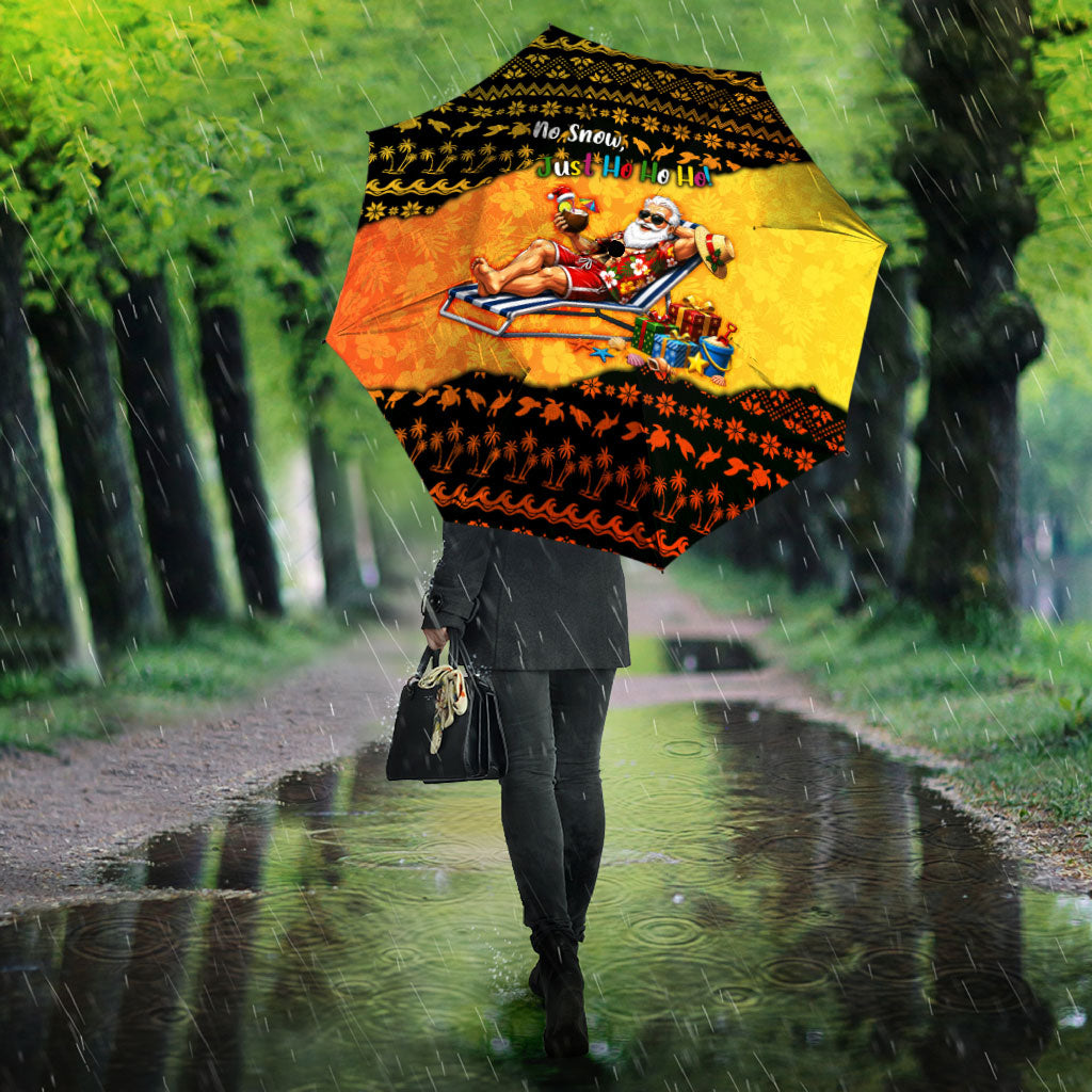 Tropical Christmas In July Santa Claus Umbrella Festive Hawaiian With Beach Reindeer Sleigh TS04 - Polynesian Pride