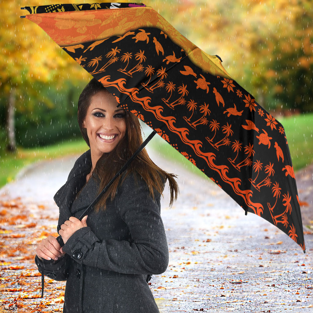 Tropical Christmas In July Santa Claus Umbrella Festive Hawaiian With Beach Reindeer Sleigh TS04 - Polynesian Pride