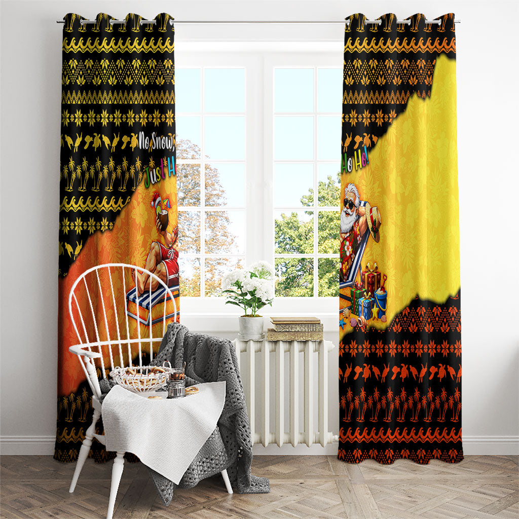 Tropical Christmas In July Santa Claus Window Curtain Festive Hawaiian With Beach Reindeer Sleigh