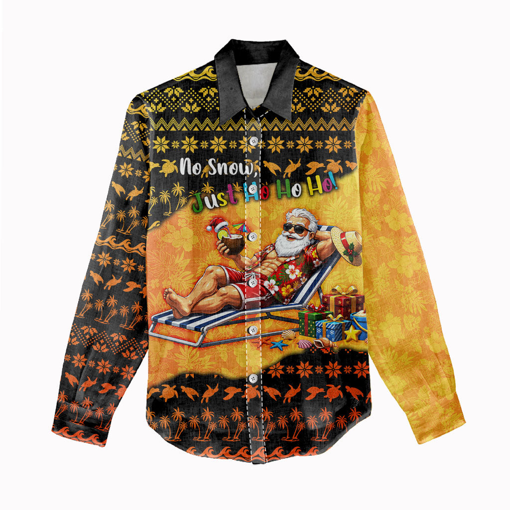 Tropical Christmas In July Santa Claus Women Casual Shirt Festive Hawaiian With Beach Reindeer Sleigh TS04 - Polynesian Pride