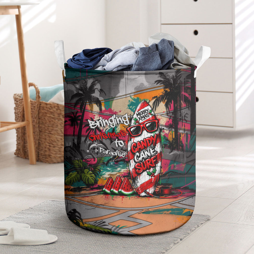 Tropical Christmas In July Candy Cane Surf Laundry Basket Vibrant Street Art Beach Graffiti Graphic TS04 Orange Grey - Polynesian Pride