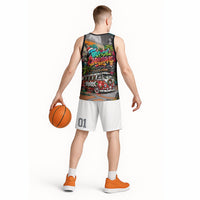 Tropical Christmas In July Candy Cane Surf Basketball Jersey Vibrant Street Art Beach Graffiti Graphic