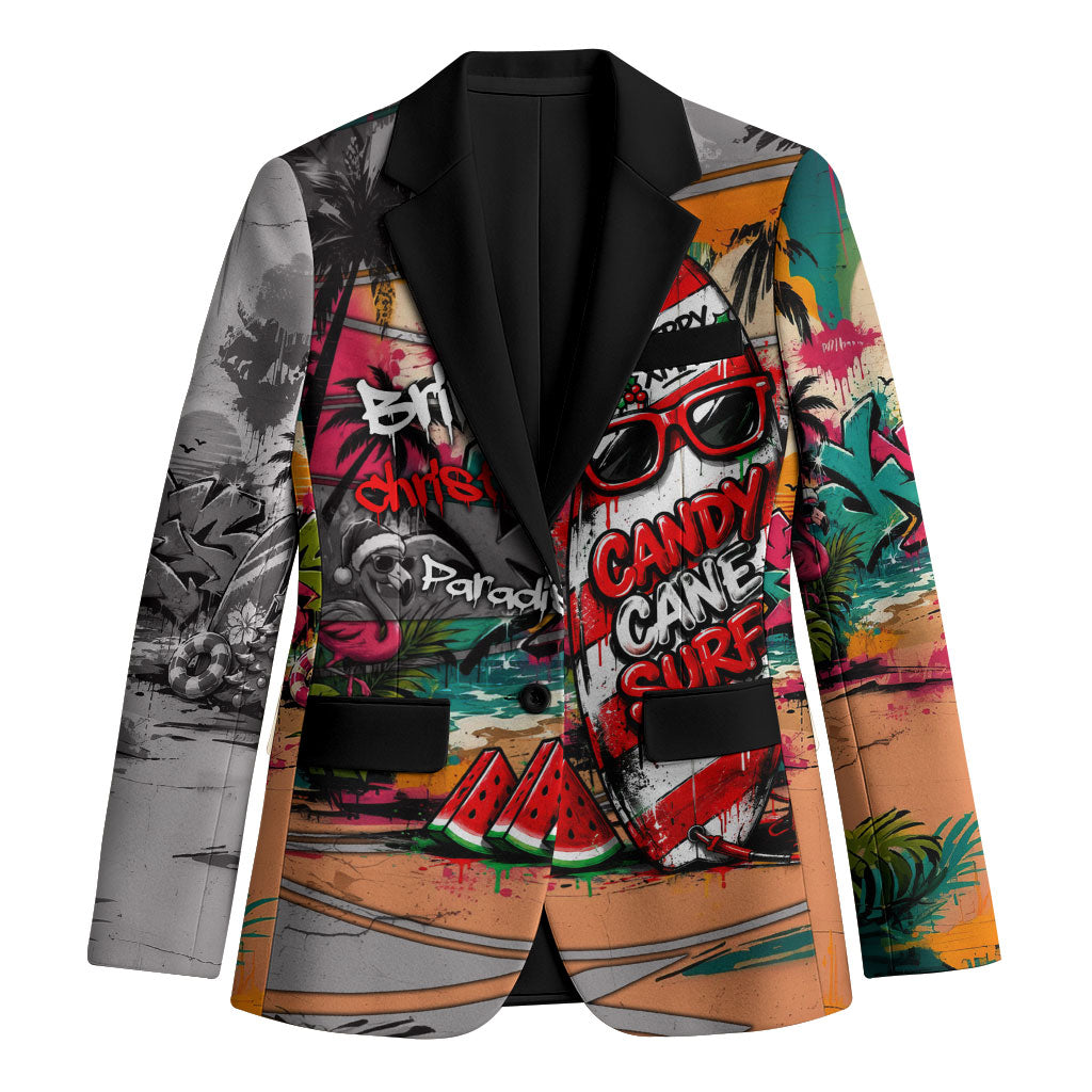 Tropical Christmas In July Candy Cane Surf Blazer Vibrant Street Art Beach Graffiti Graphic TS04 Unisex Orange Grey - Polynesian Pride