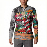 Tropical Christmas In July Candy Cane Surf Button Sweatshirt Vibrant Street Art Beach Graffiti Graphic