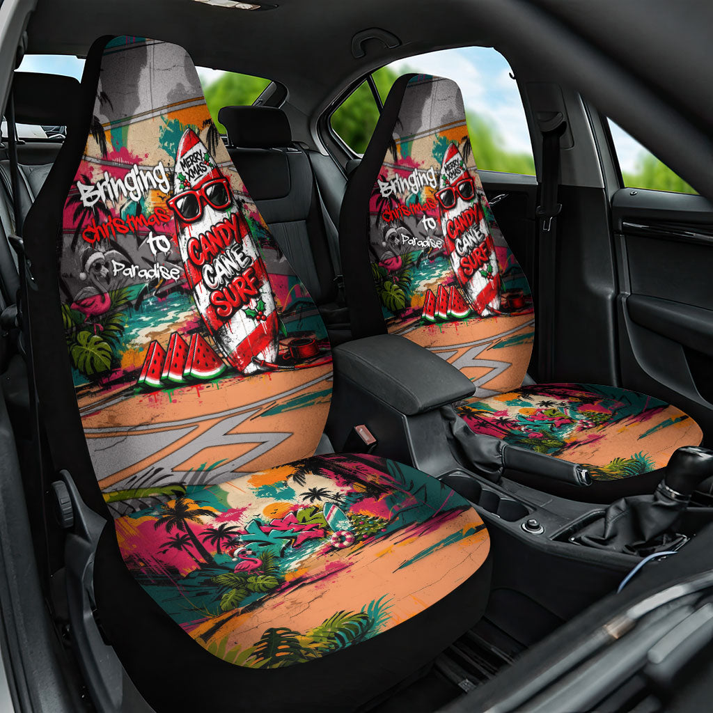 Tropical Christmas In July Candy Cane Surf Car Seat Cover Vibrant Street Art Beach Graffiti Graphic TS04 One Size Orange Grey - Polynesian Pride