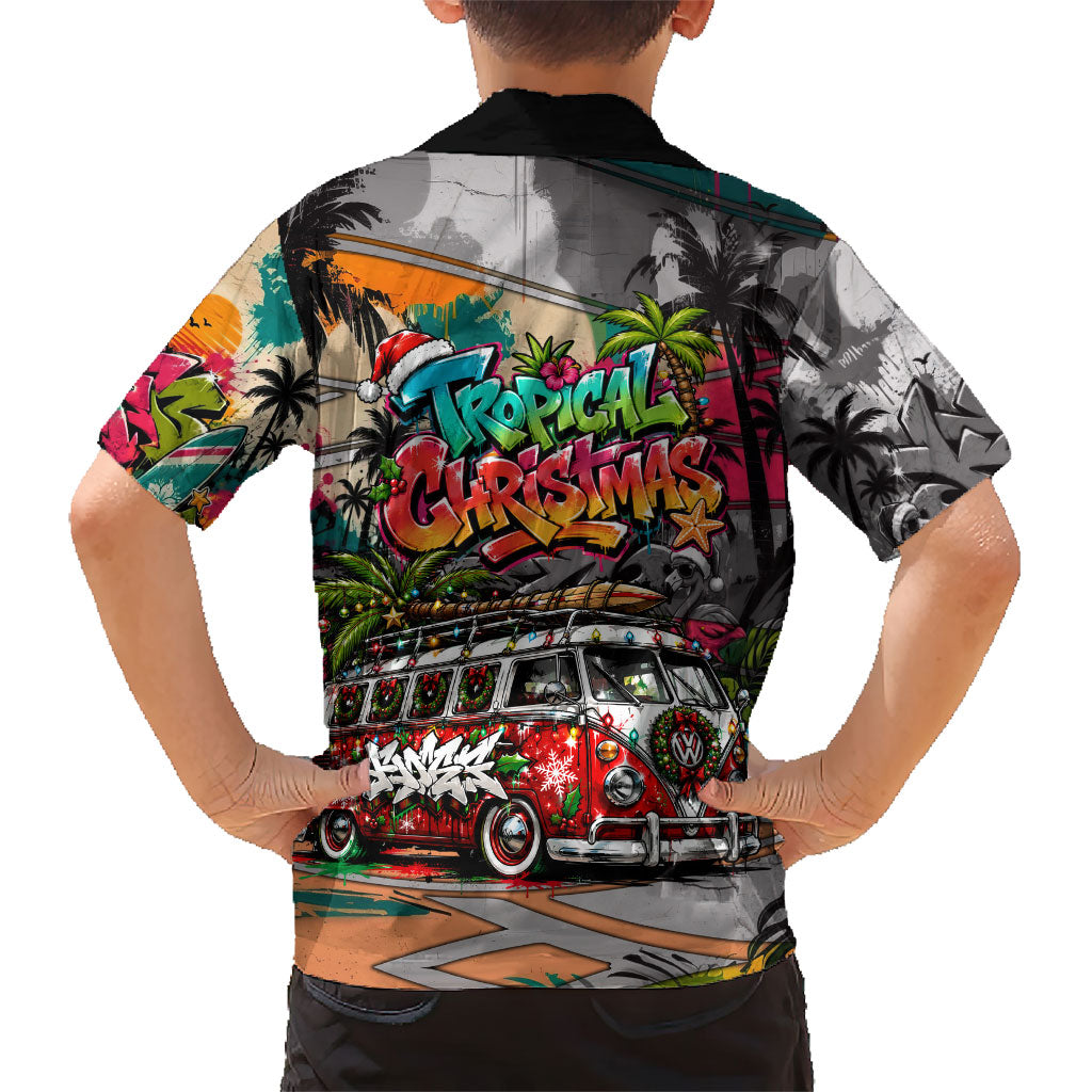 Tropical Christmas In July Candy Cane Surf Family Matching Off Shoulder Maxi Dress and Hawaiian Shirt Vibrant Street Art Beach Graffiti Graphic TS04 - Polynesian Pride