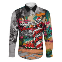 Tropical Christmas In July Candy Cane Surf Family Matching Off Shoulder Maxi Dress and Hawaiian Shirt Vibrant Street Art Beach Graffiti Graphic TS04 Dad's Shirt - Long Sleeve Orange Grey - Polynesian Pride
