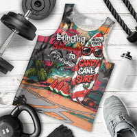 Tropical Christmas In July Candy Cane Surf Men Tank Top Vibrant Street Art Beach Graffiti Graphic