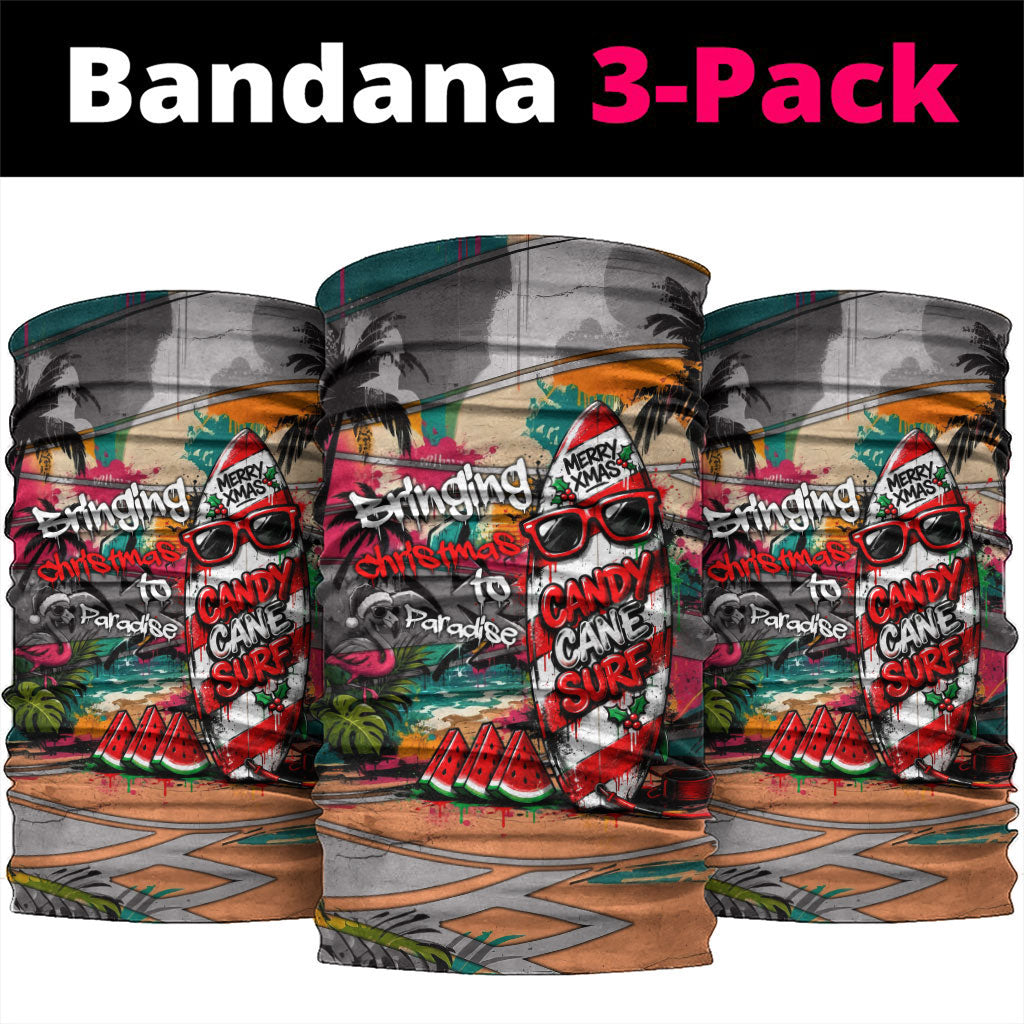 Tropical Christmas In July Candy Cane Surf Neck Gaiter Vibrant Street Art Beach Graffiti Graphic TS04 package One Size: 25*50cm Orange Grey - Polynesian Pride