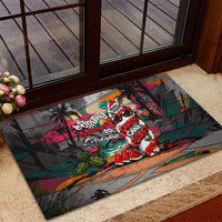 Tropical Christmas In July Candy Cane Surf Rubber Doormat Vibrant Street Art Beach Graffiti Graphic