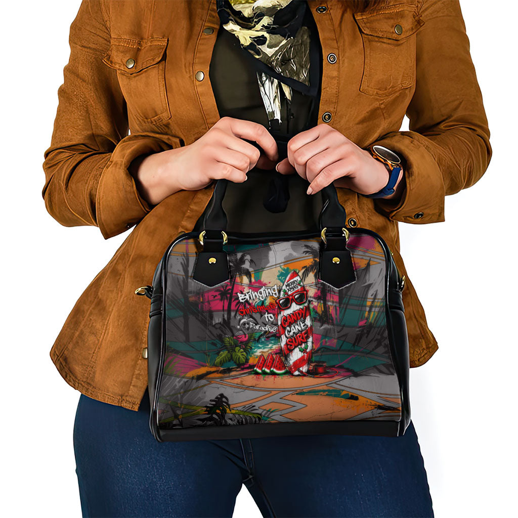 Tropical Christmas In July Candy Cane Surf Shoulder Handbag Vibrant Street Art Beach Graffiti Graphic
