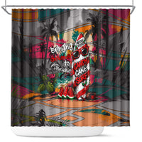 Tropical Christmas In July Candy Cane Surf Shower Curtain Vibrant Street Art Beach Graffiti Graphic TS04 Orange Grey - Polynesian Pride